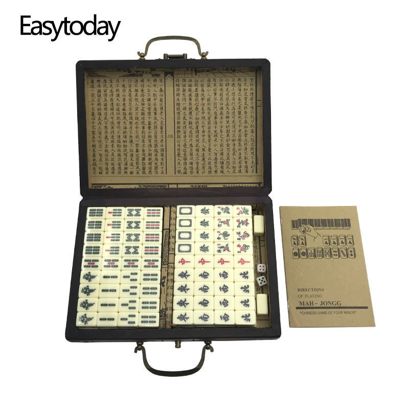 Board Game Instruction - ミニ中国製おもちゃアンティーク麻雀ゲーム、英語説明書付き、四風ボードゲーム、木製箱入り麻雀