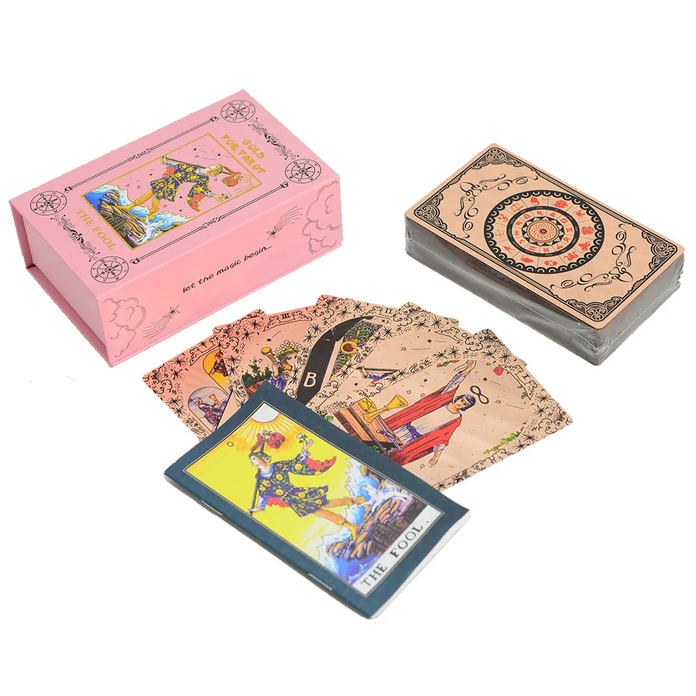 Board Game Yearbook - 78 個クラシックローズゴールド待機タロットカードガイドブック付き防水占いボードゲームタロットカードデッキ 12*7 センチメートル