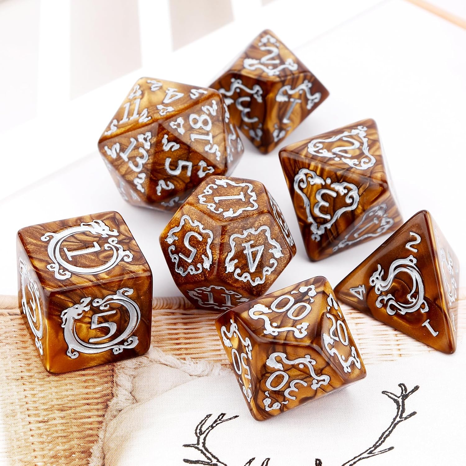 Board Game Dungeons And Dragons - 7個セット DND ダイス ドラゴン柄 多面体ダイス ダンジョンズ＆ドラゴンズ