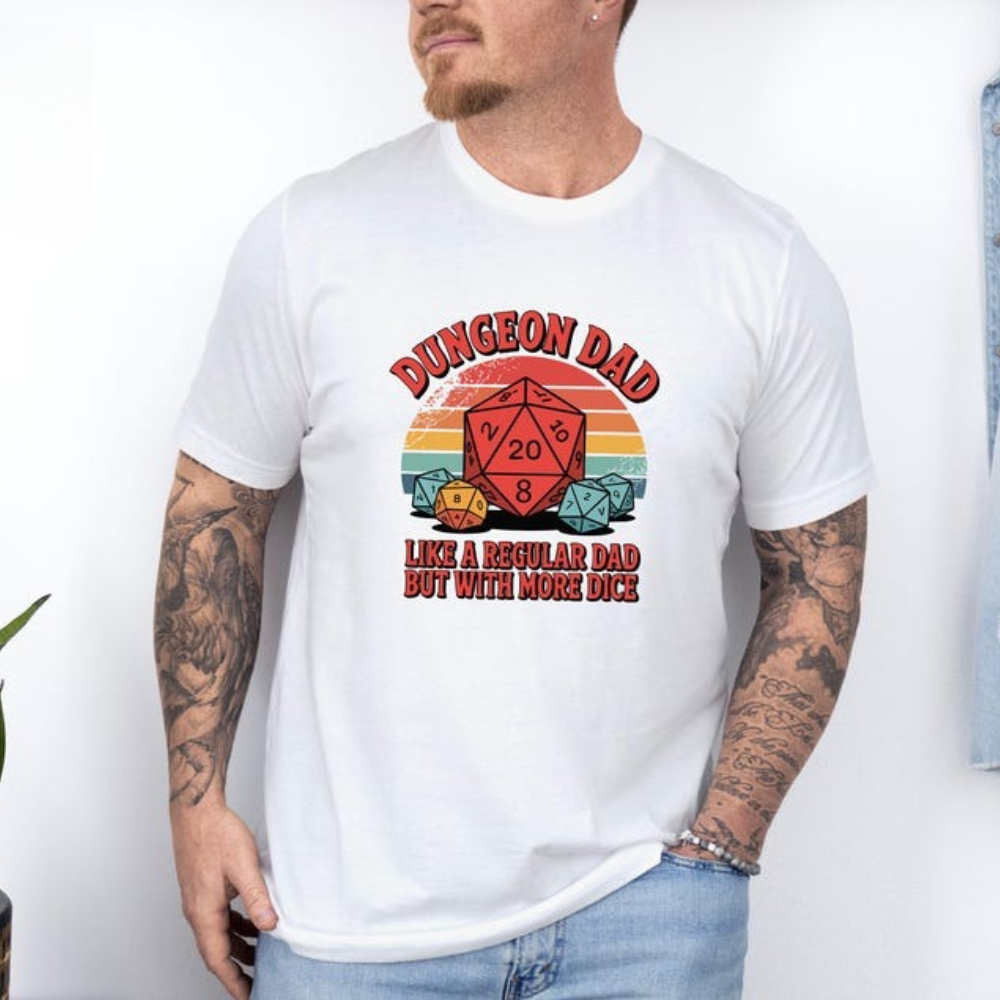 Board Game Dungeons And Dragons - ダンジョンお父さんシャツ面白いダンジョンズ＆ドラゴンズTシャツダイスお父さんTシャツ父の日ゲーマーギフトトップスボードゲームナイトメンズTシャツ