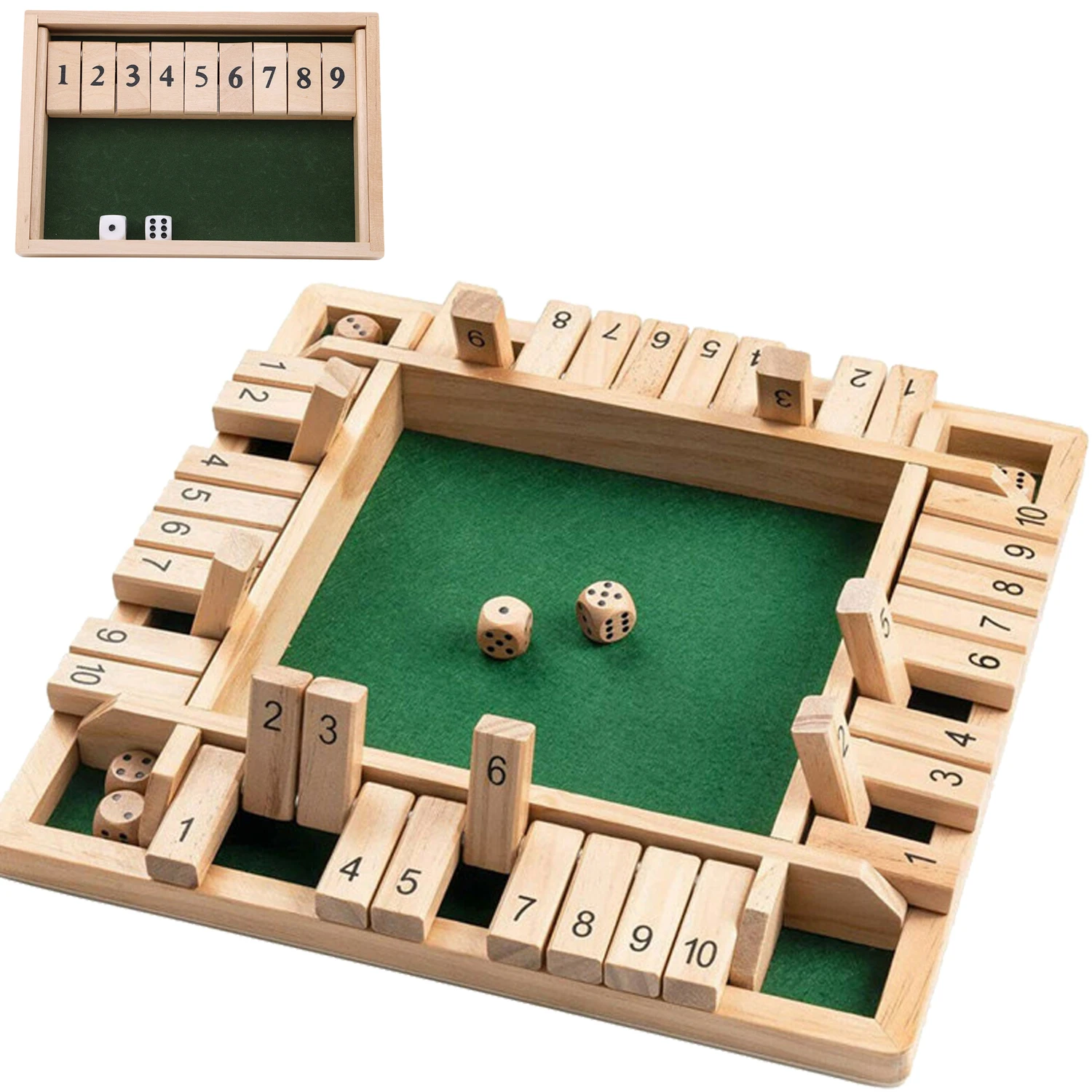 2-4 プレーヤー木製数学フラップ & ダイスボードボックス - Board Game Instruction のレビューと価格