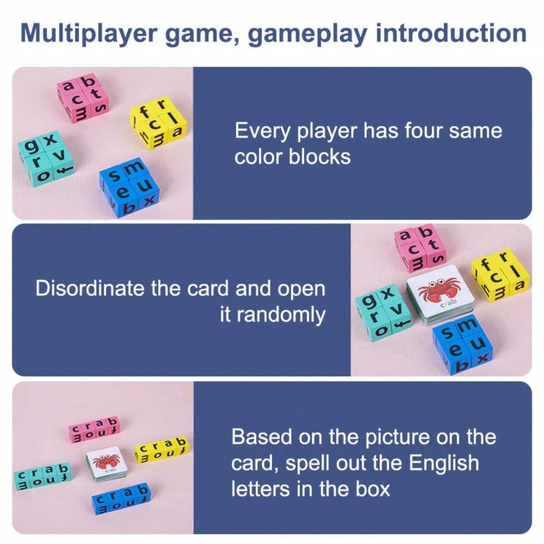 子供用アルファベットスペルボードゲーム、16文字ブロック+4 - Board Game For Kids のレビューと価格